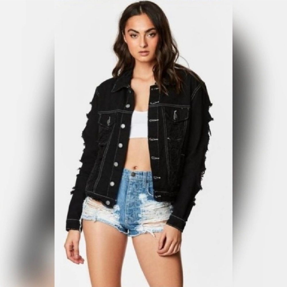 Carmar Distress Jean Jacket with white stitching details size S